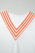 Chevron V Neck Drop Shoulder Striped Sleeve Colorblock Rib Hem Long Sleeve Top